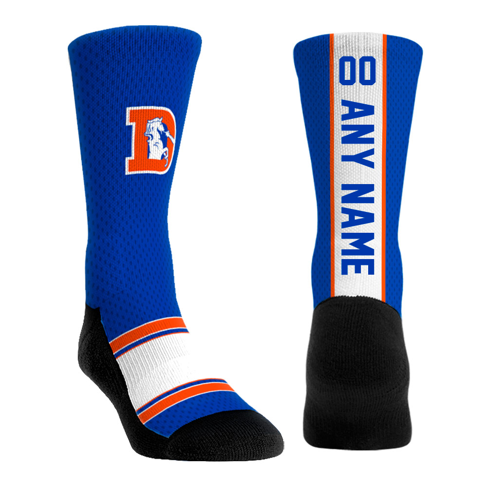 Unisex Rock Em Royal Denver Broncos Throwback Jersey Custom Crew Socks