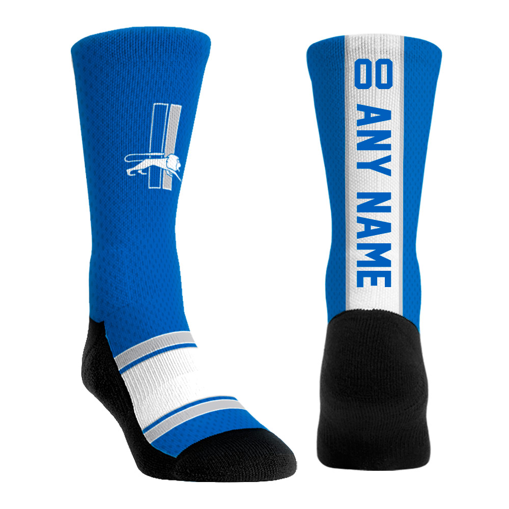 Unisex Rock Em Blue Detroit Lions Throwback Jersey Custom Crew Socks