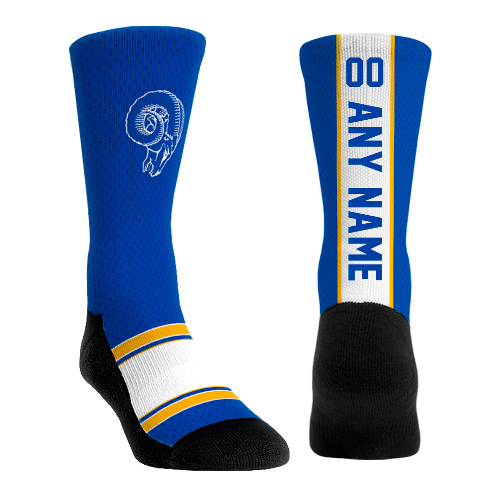 Unisex Rock Em Royal Los Angeles Rams Throwback Jersey Custom Crew Socks