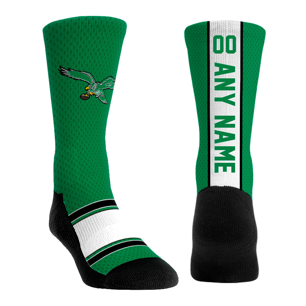 Unisex Rock Em Kelly Green Philadelphia Eagles Throwback Jersey Custom Crew Socks