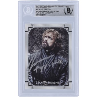 Peter Dinklage Autographed 2021 Rittenhouse Game of Thrones Iron Anniversary Silver Ink #26 Beckett Fanatics Witnessed Authenticated Card with "Tyrion" Inscription