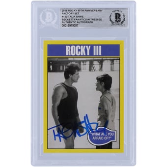 Talia Shire Rocky III Autographed 2016 Topps Rocky 40th Anniversary Factory Set #130 Beckett Fanatics Witnessed Authenticated Card