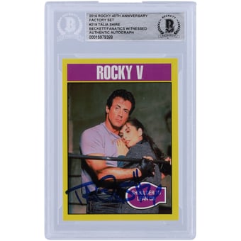 Talia Shire Rocky V Autographed 2016 Topps Rocky 40th Anniversary Factory Set #219 Beckett Fanatics Witnessed Authenticated Card