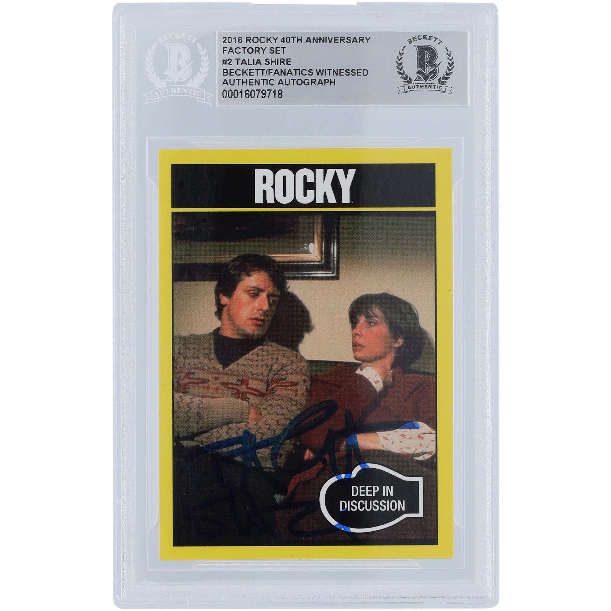 Talia Shire Rocky Autographed 2016 Topps Rocky 40th Anniversary Factory Set #2 Beckett Fanatics Witnessed Authenticated Card