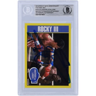 Sylvester Stallone Rocky III Autographed 2016 Topps Rocky 40th Anniversary Factory Set #155 Beckett Fanatics Witnessed Authenticated Card