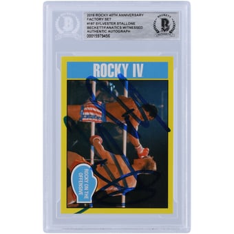 Sylvester Stallone Rocky IV Autographed 2016 Topps Rocky 40th Anniversary Factory Set #197 Beckett Fanatics Witnessed Authenticated Card
