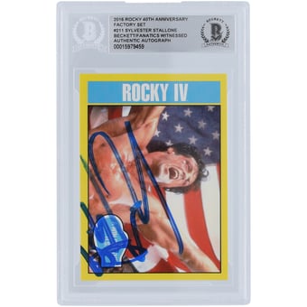 Sylvester Stallone Rocky IV Autographed 2016 Topps Rocky 40th Anniversary Factory Set #211 Beckett Fanatics Witnessed Authenticated Card