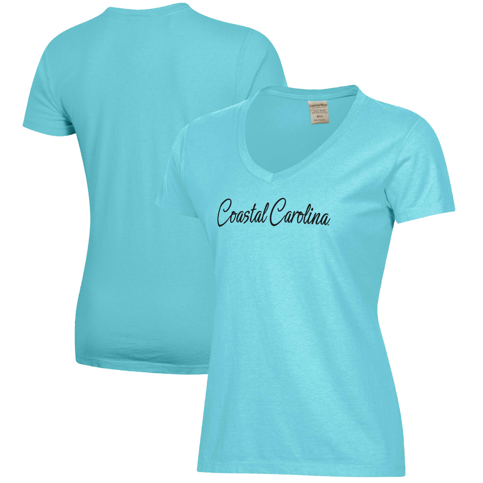 Women’s Teal Coastal Carolina Chanticleers Script Logo Comfort Wash V-Neck T-Shirt Women’s Teal Coastal Carolina Chanticleers Script Logo Comfort Wash V-Neck T-Shirt