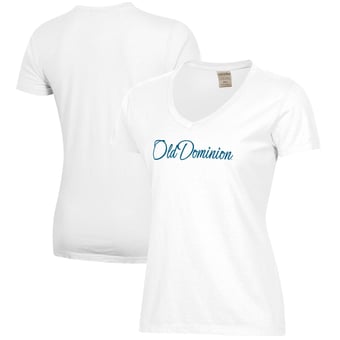 Women's White Ohio Dominican Panthers Script Logo Comfort Wash V-Neck T-Shirt