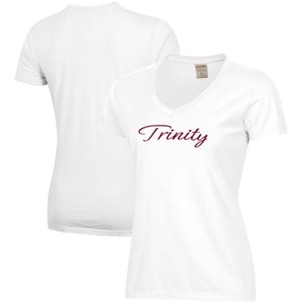 Women's  White Trinity Tigers Script Logo Comfort Wash V-Neck T-Shirt