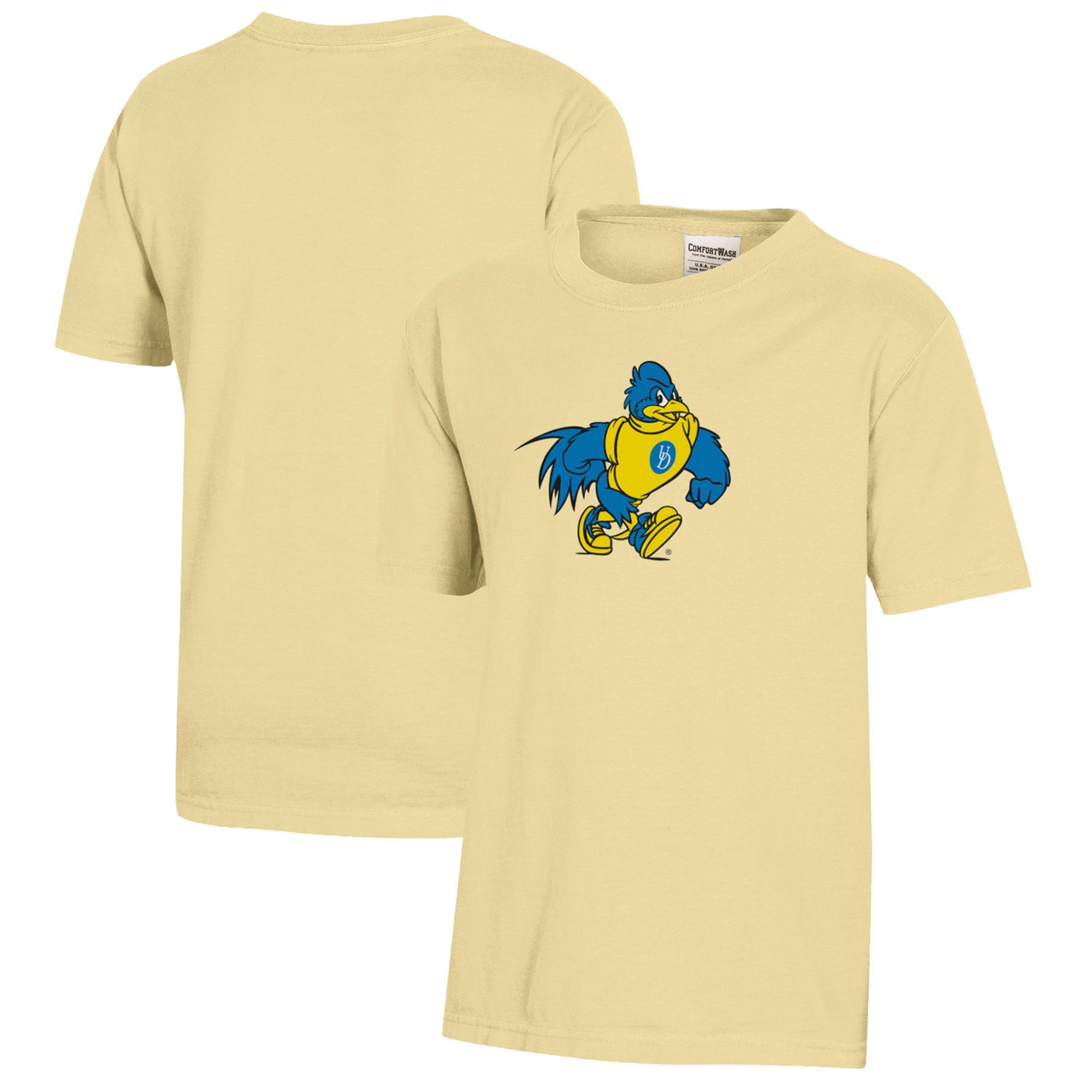 Youth  Gold Delaware Fightin' Blue Hens Logo Comfort Wash T-Shirt