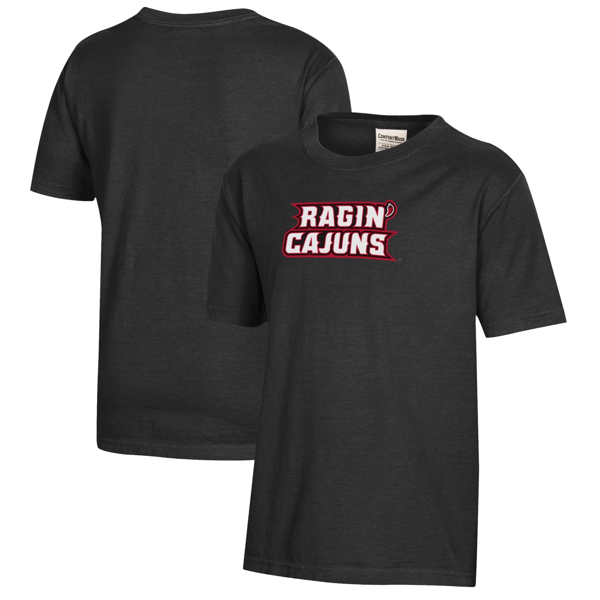Youth  Black Louisiana Ragin' Cajuns Logo Comfort Wash T-Shirt