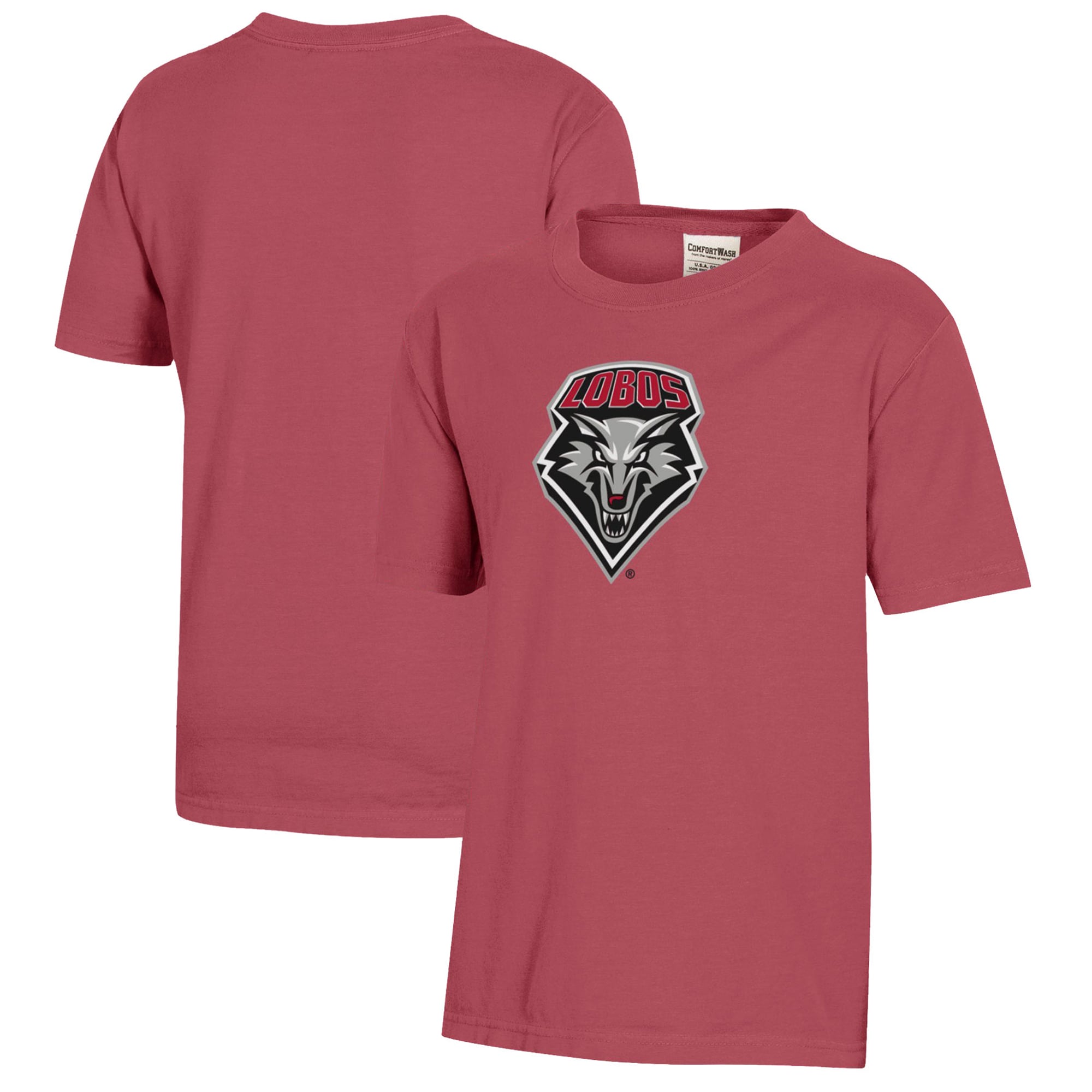 Youth  Crimson New Mexico Lobos Logo Comfort Wash T-Shirt