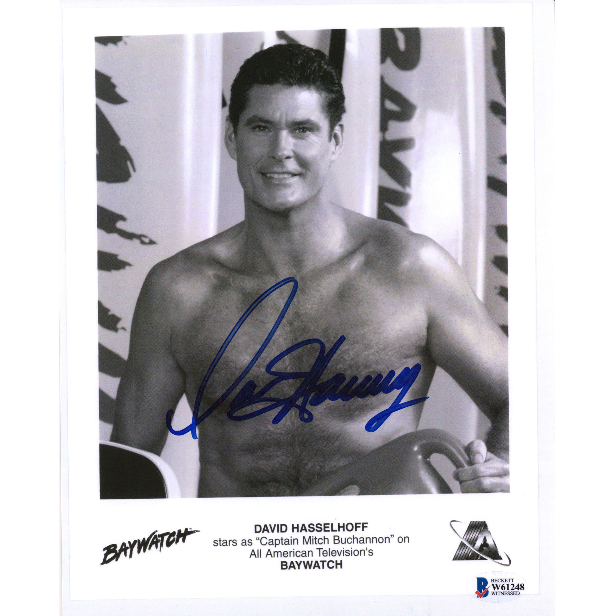 David Hasselhoff Baywatch Autographed 8" x 10" Movie Poster