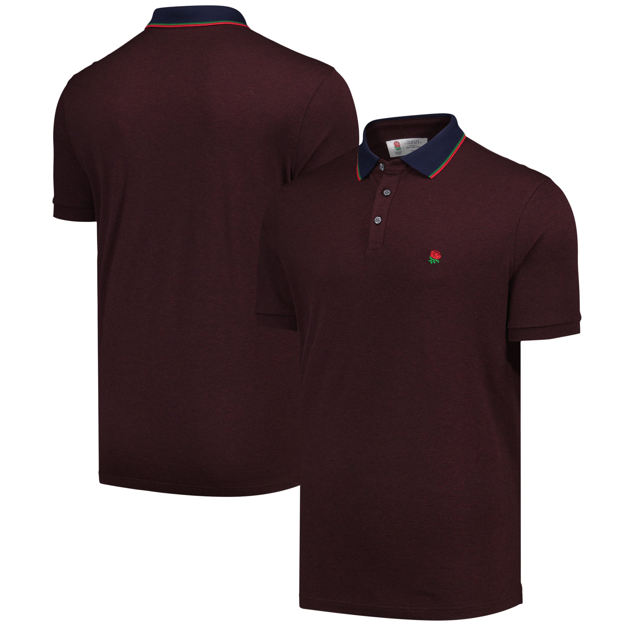 Polo a maniche corte in piqué Charles Tyrwhitt Inghilterra Rugby - rosso vino