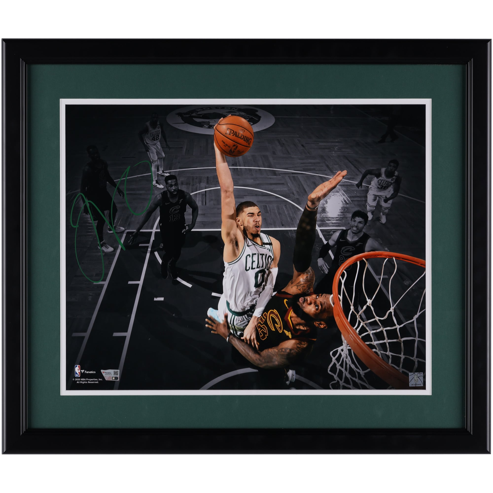 Jayson Tatum Boston Celtics Autographed Framed 16" x 20" Horizontal Spotlight Dunk vs. Lebron Photograph