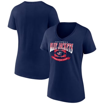 Women's Navy Columbus Blue Jackets Slapshot V-Neck T-Shirt