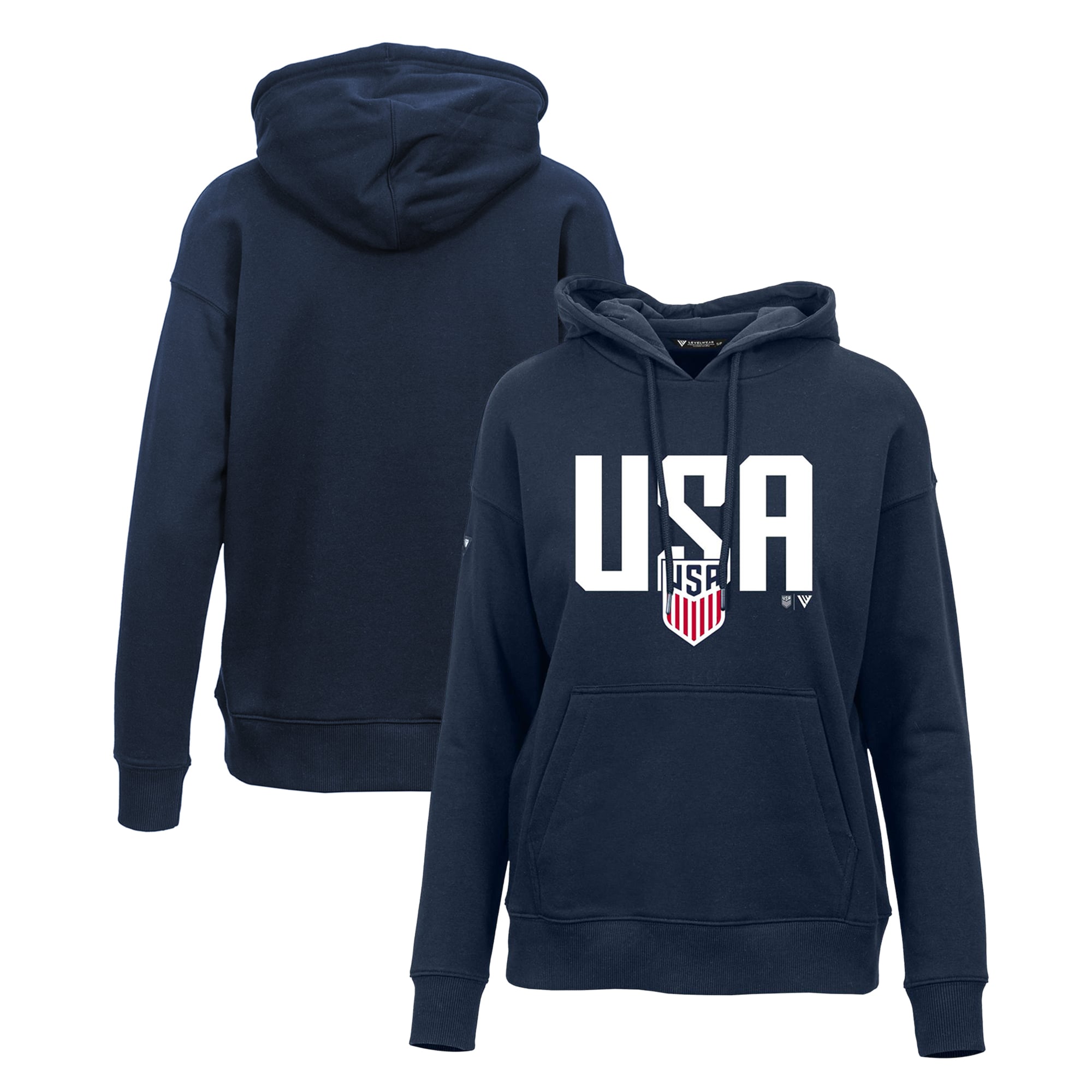 Women's Levelwear Navy USMNT Podium Mascot Pullover Hoodie