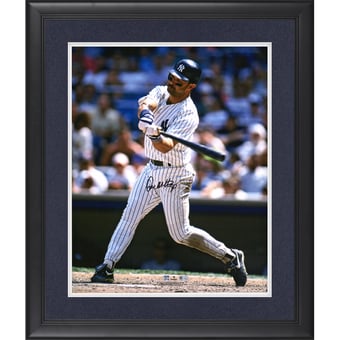 Don Mattingly New York Yankees Autographed Framed 16" x 20" Pinstripe Jersey Hitting Photograph