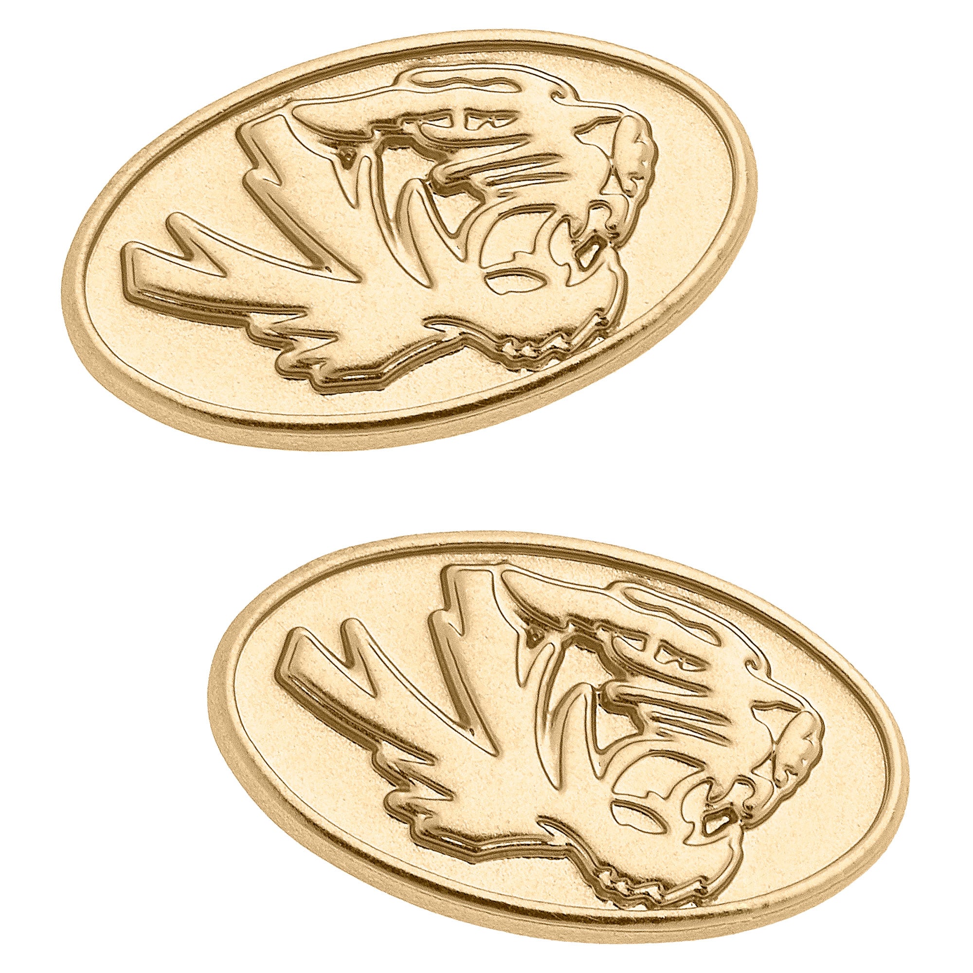 Women's CANVAS Style Missouri Tigers 24K Gold Plated Stud Earrings