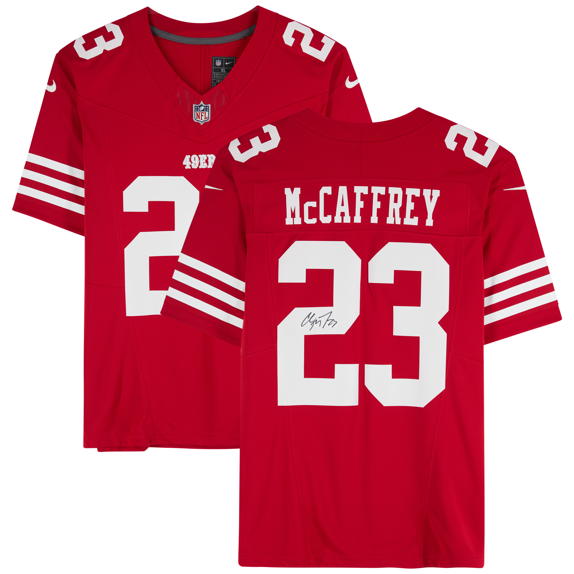 Christian McCaffrey San Francisco 49ers Autographed Scarlet Nike Limited Jersey