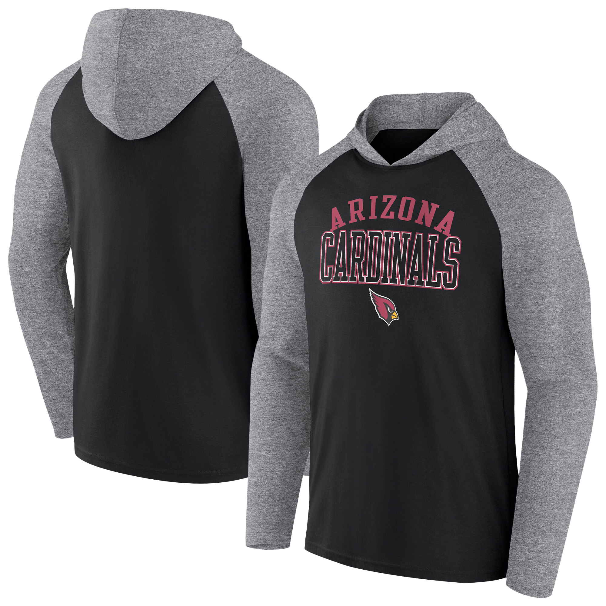 Men's Fanatics Heather Gray/Black Arizona Cardinals Be Legendary Transitional Raglan Long Sleeve Hooded T-Shirt
