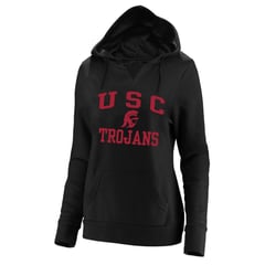 Women's Champion Black USC Trojans Plus Size Heart & Soul Notch Neck Pullover Hoodie