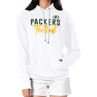 Women's G-III 4Her by Carl Banks  White Green Bay Packers Graphic Fleece Pullover Hoodie