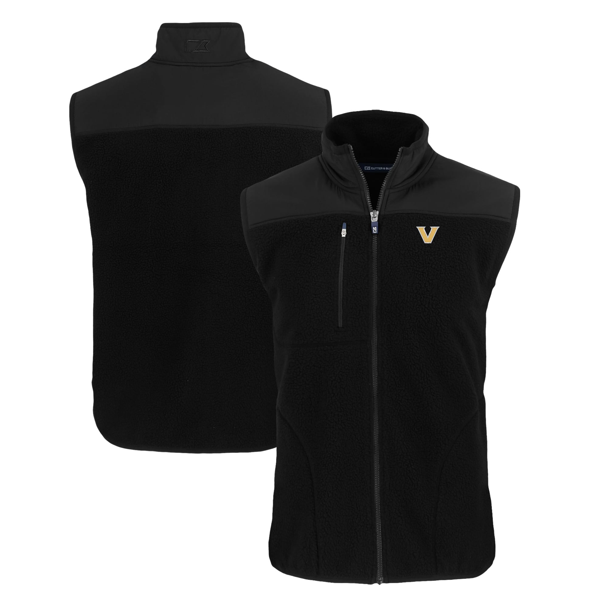 Men's Cutter & Buck Black Vanderbilt Commodores Cascade Eco Sherpa Fleece Full-Zip Vest