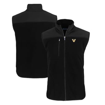 Men's Cutter & Buck Black Vanderbilt Commodores Cascade Eco Sherpa Fleece Full-Zip Vest
