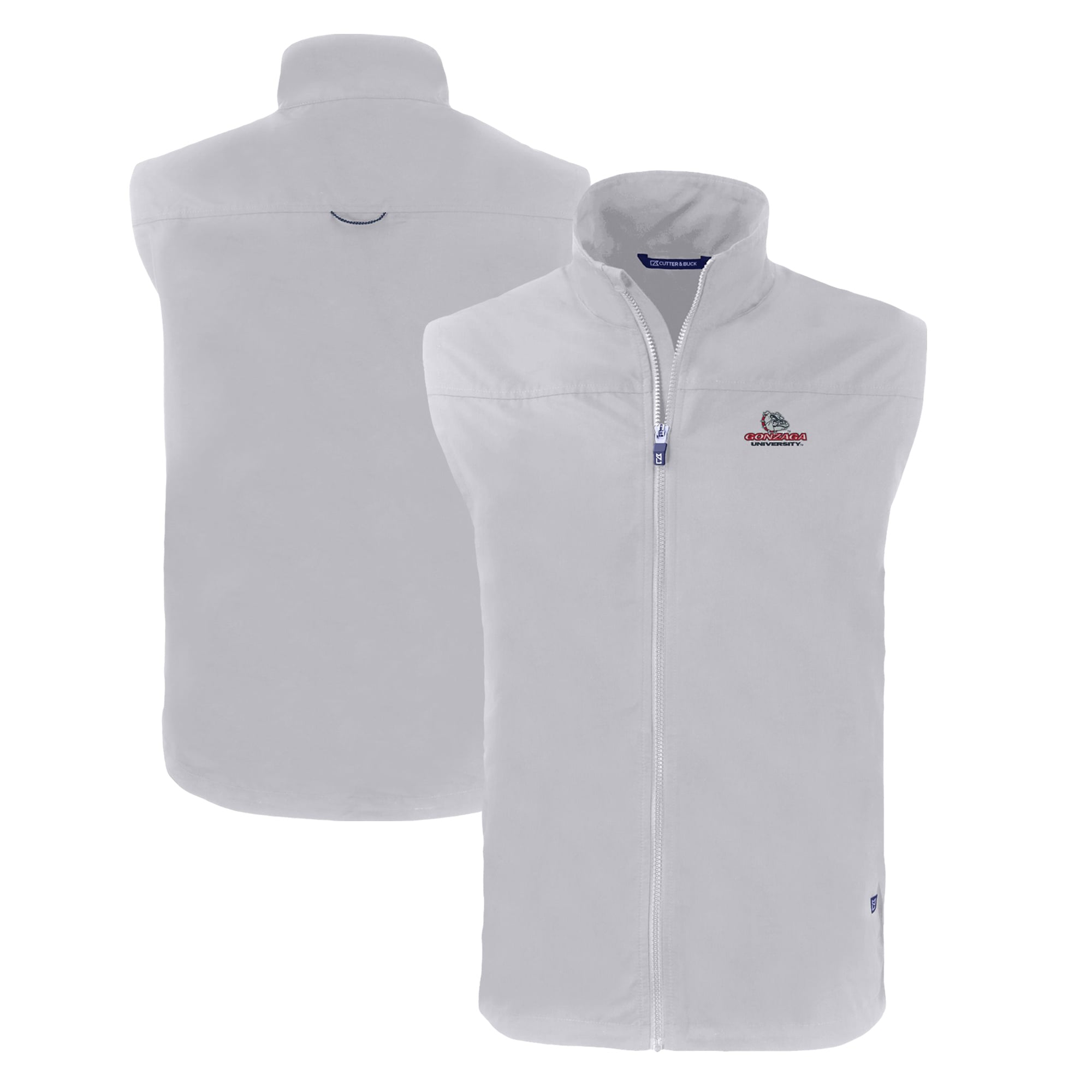 Men's Cutter & Buck  Gray Gonzaga Bulldogs Charter Eco Recycled Full-Zip Vest