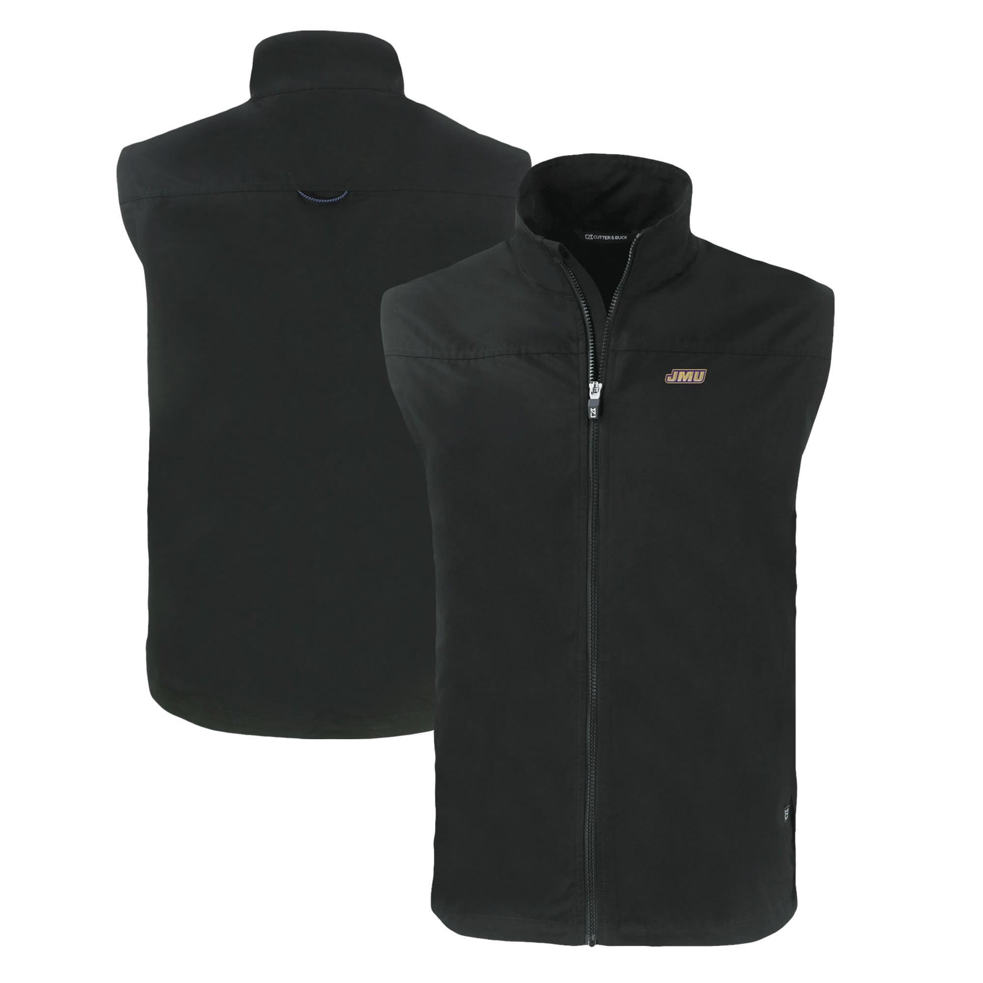 Men's Cutter & Buck  Black James Madison Dukes Charter Eco Recycled Full-Zip Vest