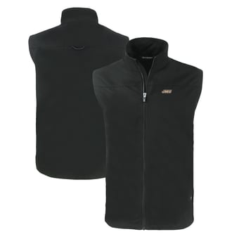 Men's Cutter & Buck Black James Madison Dukes Charter Eco Recycled Full-Zip Vest