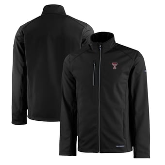 Men's Cutter & Buck  Black Texas Tech Red Raiders Evoke Eco Softshell Recycled Full-Zip Jacket