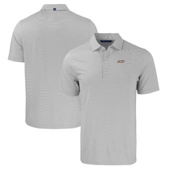 Men's Cutter & Buck Gray/White James Madison Dukes Forge Eco Double Stripe Stretch Recycled Polo