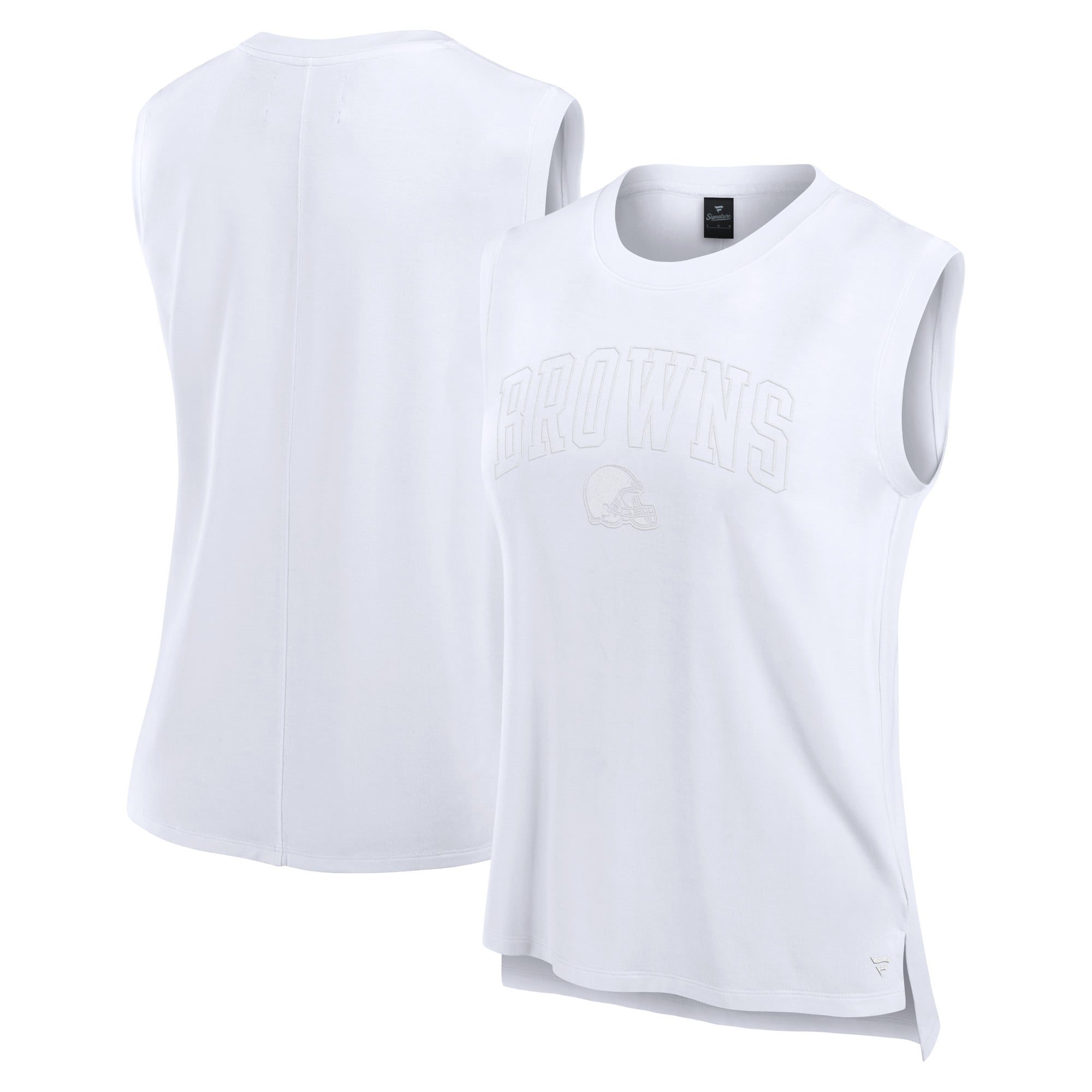 Women's Fanatics White Cleveland Browns Studio Gym Tank Top: retailer-supplied image