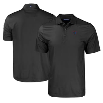 Men's Cutter & Buck Black DePaul Blue Demons Pike Eco Tonal Geo Print Stretch Recycled Polo