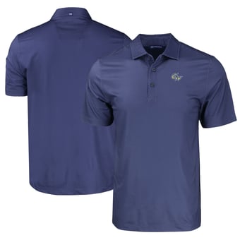 Men's Cutter & Buck Navy George Washington University Pike Eco Tonal Geo Print Stretch Recycled Polo