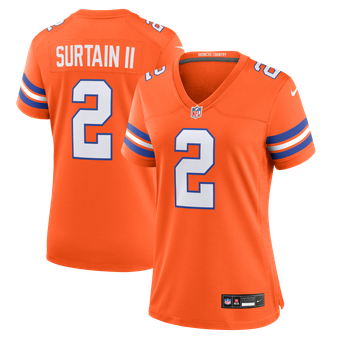 Women's Nike Patrick Surtain II Orange Denver Broncos Mile High Collection 1977 Throwback Player Game Jersey