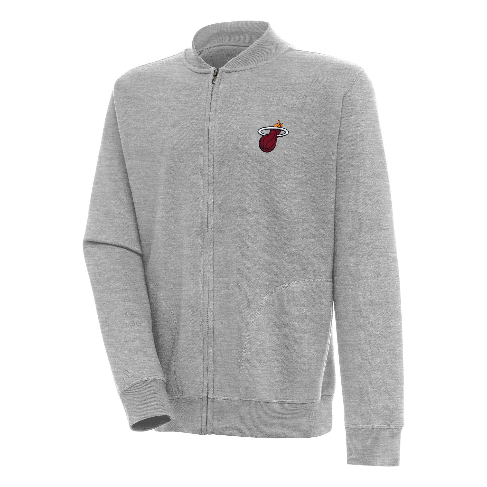 Men's Antigua Heather Gray Miami Heat Victory Full-Zip Jacket