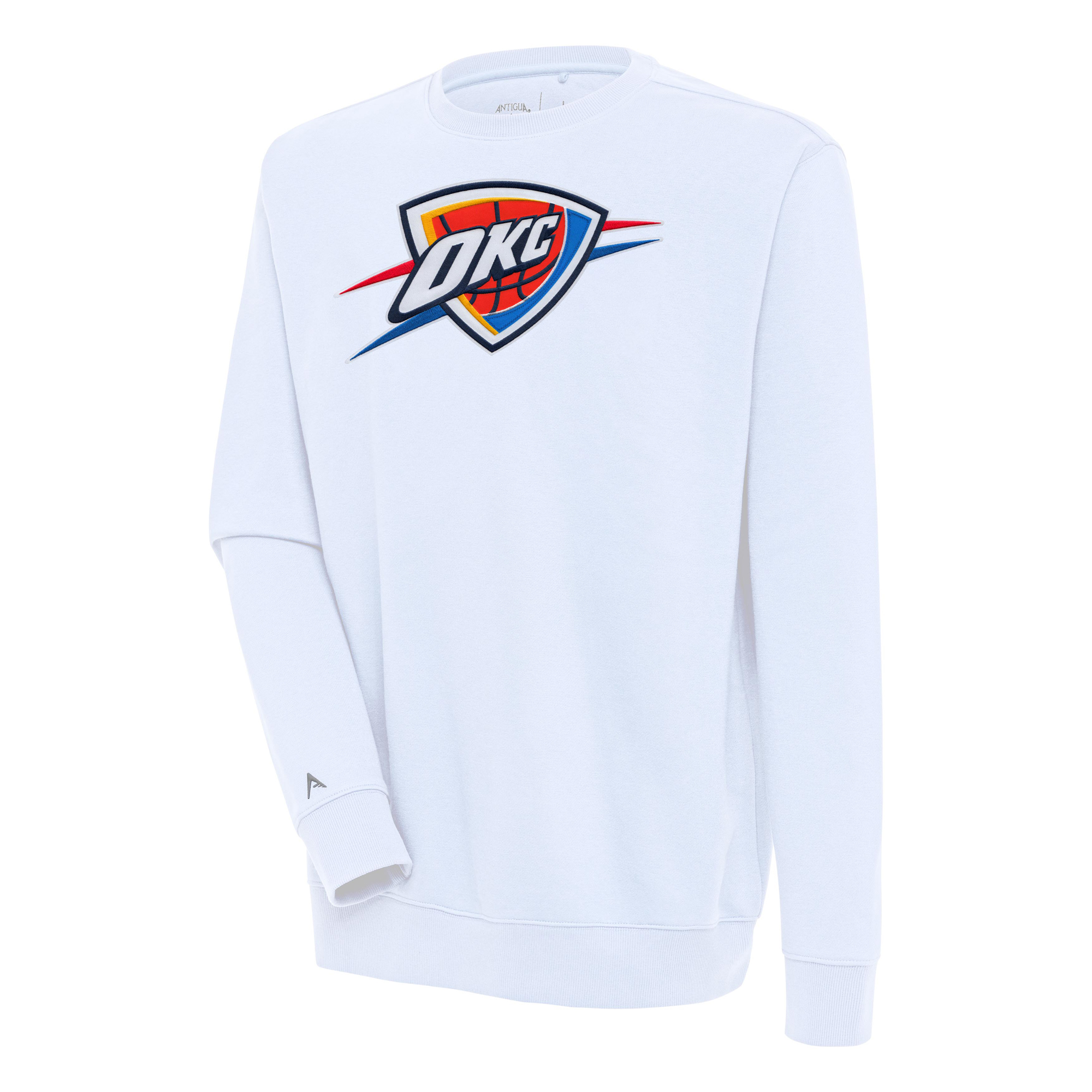 Men's Antigua White Oklahoma City Thunder Victory Pullover Sweatshirt