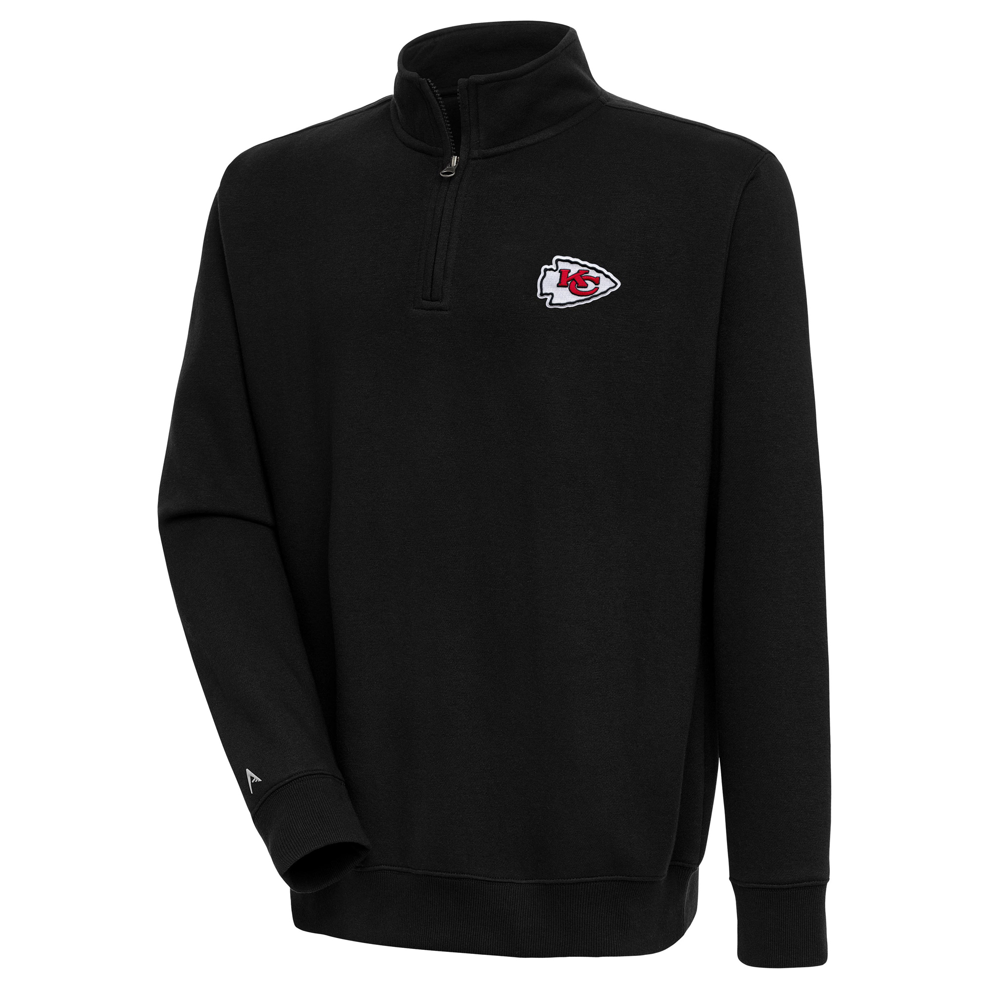Men's Antigua Black Kansas City Chiefs Victory Quarter-Zip Pullover Top