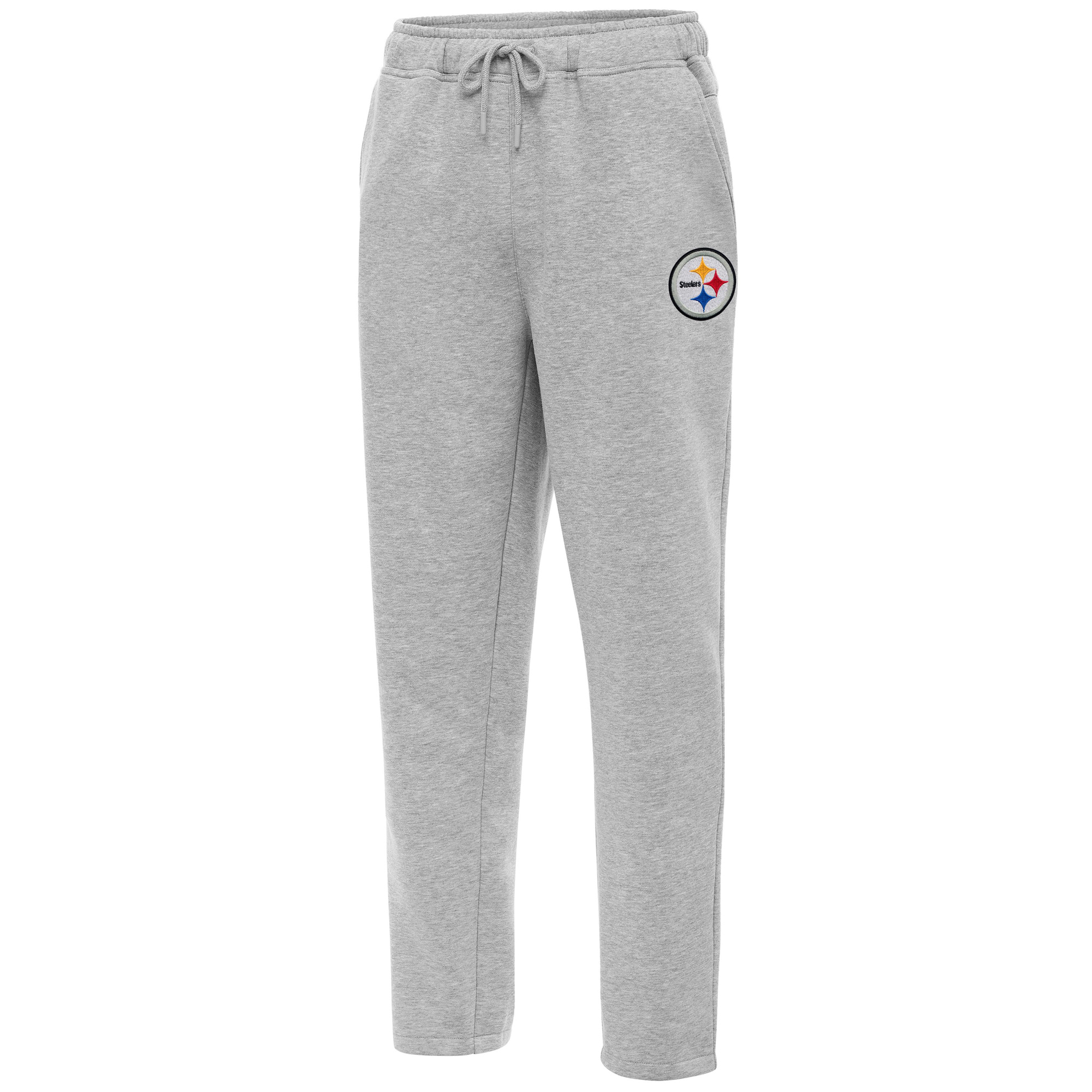Antigua Men's Pittsburgh Steelers Victory Brushed-Back Fleece Zippered Back Pocket Sweatpants - Heather Gray