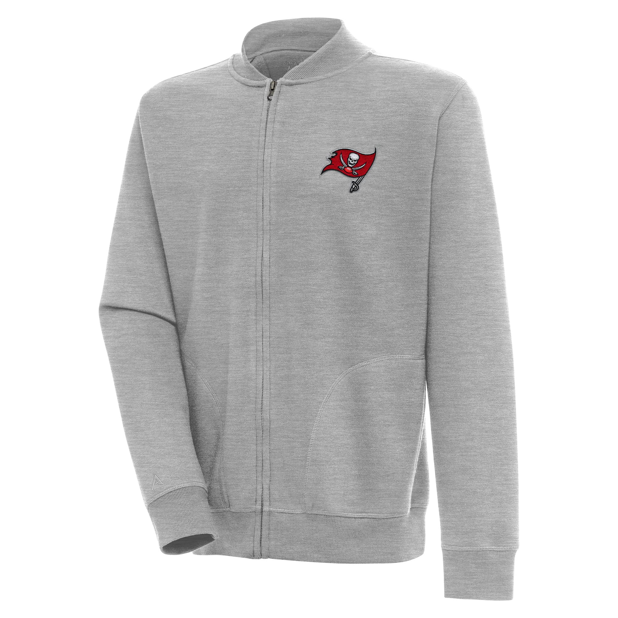 Men's Antigua Heather Gray Tampa Bay Buccaneers Victory Full-Zip Jacket