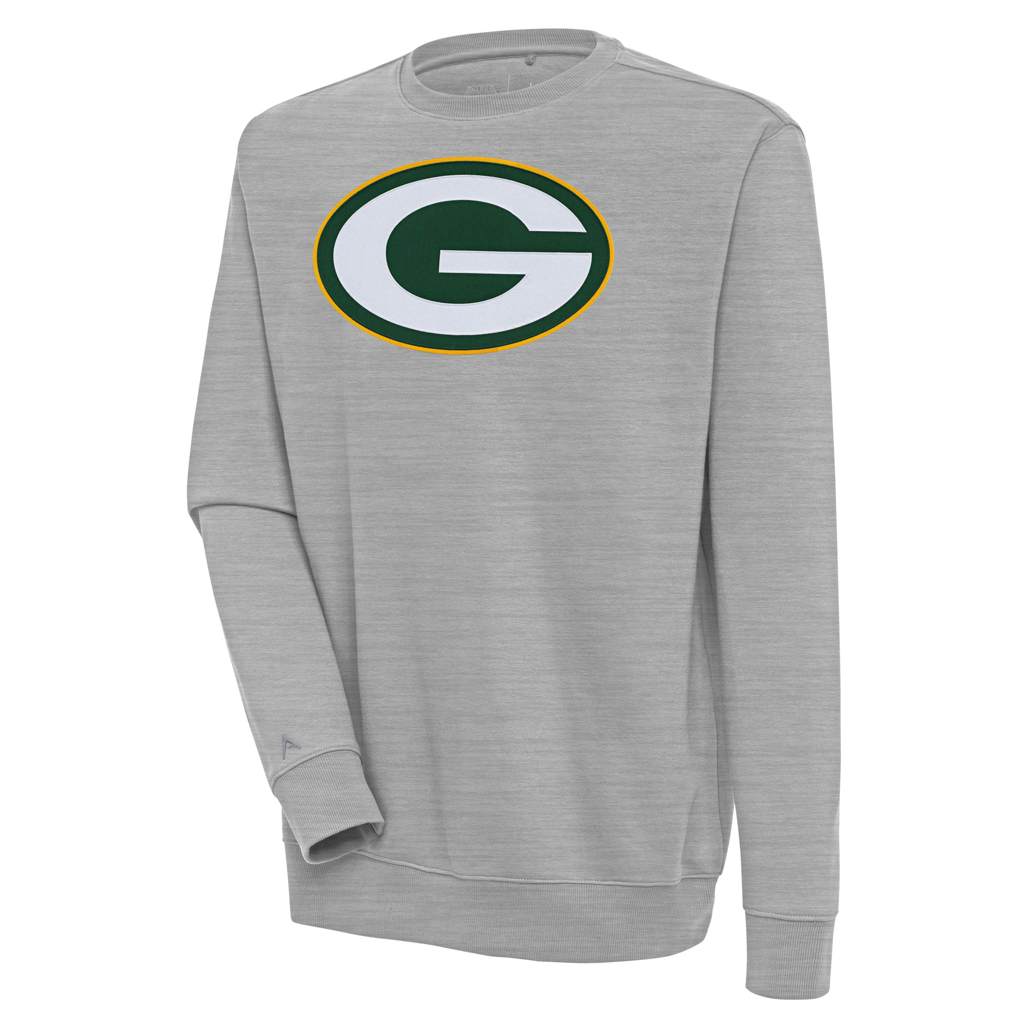 Men's Antigua Heather Gray Green Bay Packers Victory Pullover Sweatshirt