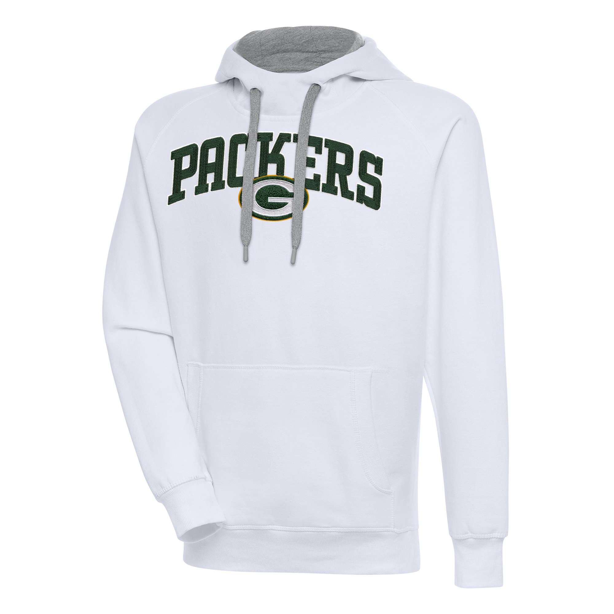 Men's Antigua White Green Bay Packers Victory Pullover Hoodie