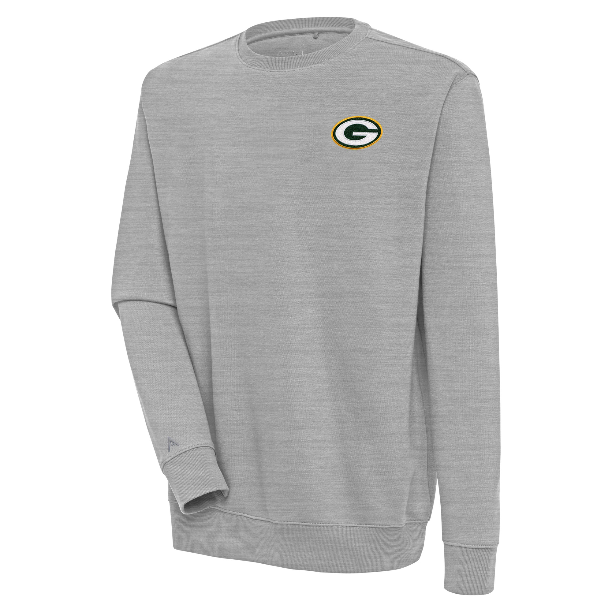 Men's Antigua Heather Gray Green Bay Packers Victory Pullover Sweatshirt