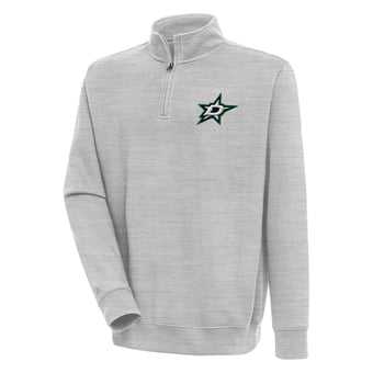 Men's Antigua  Heather Gray Dallas Stars Victory Quarter-Zip Pullover Top