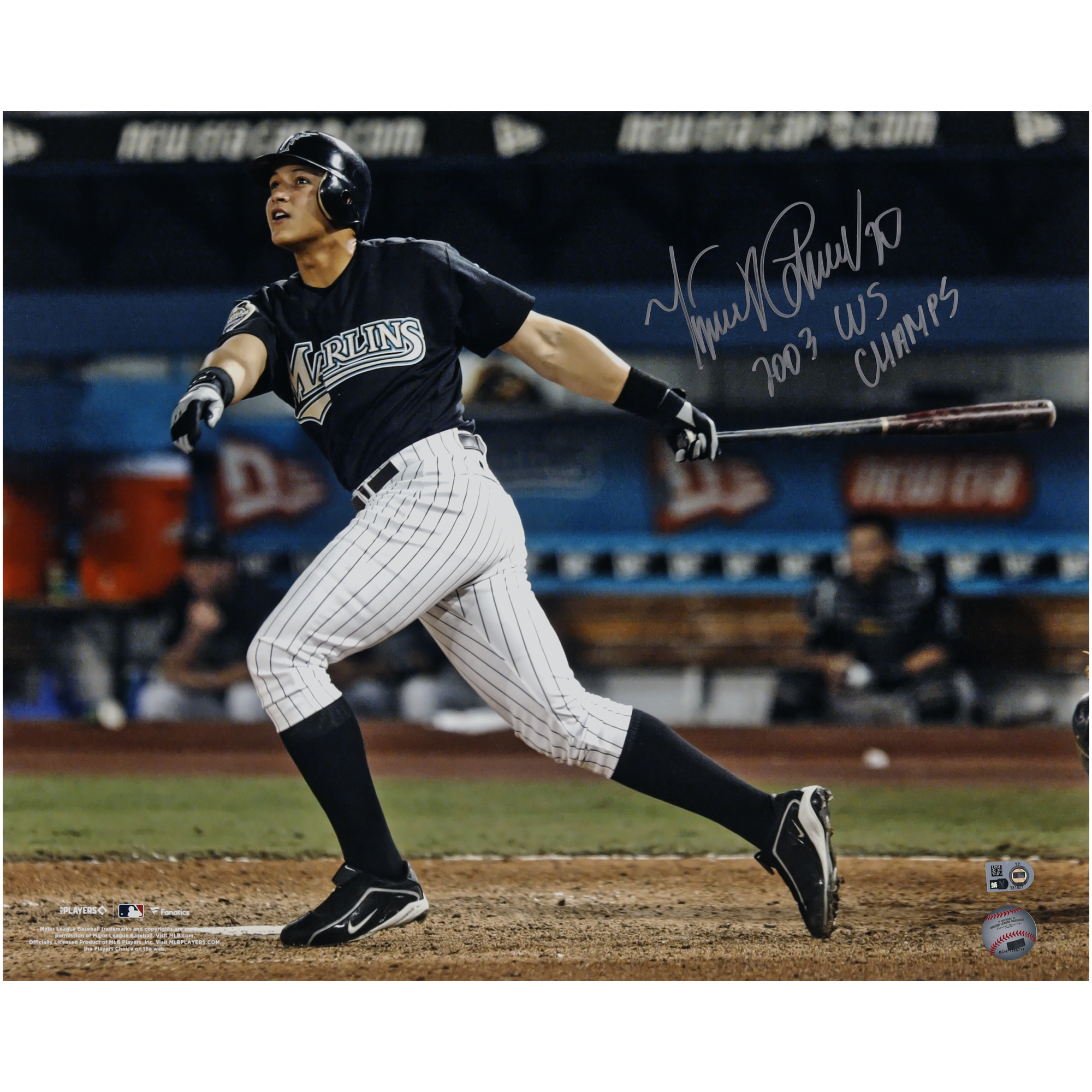 Miguel Cabrera Florida Marlins Autographed 16″ x 20″ 2003 World Series Hit Photograph with “2003 WS Champs” Inscription Miguel Cabrera Florida Marlins Autographed 16″ x 20″ 2003 World Series Hit Photograph with “2003 WS Champs” Inscription