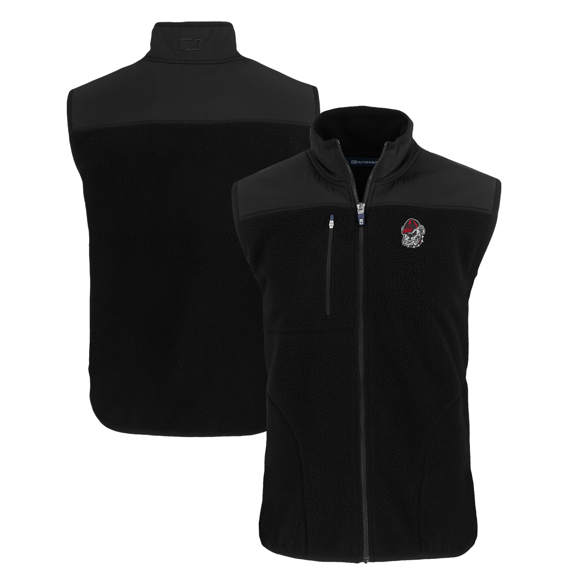 Men’s Cutter & Buck Black Georgia Bulldogs Big & Tall Cascade Eco Sherpa Fleece Full-Zip Vest